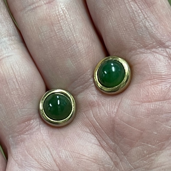 Avon Vintage Green Round Stone Clip On Earrings - Picture 3 of 9